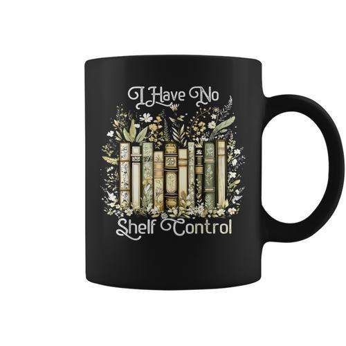 Vintage Floral Bookshelf I Have No Shelf Control Book Lovers Graphic Print Coffee Mug - Bookorys