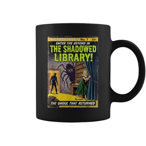 Vintage Horror Comic Book Cover Shadowed Library Zombie Graphic Print Coffee Mug - Bookorys