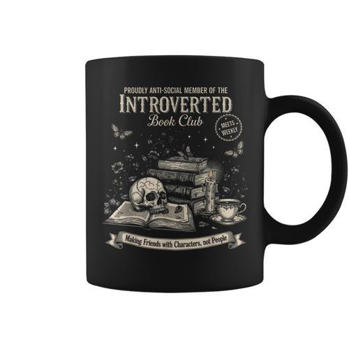 Vintage Introverted Book Club Antisocial Reader Gothic Vibe Graphic Print Coffee Mug - Bookorys AU