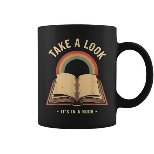Vintage Rainbow Take a Look It's In a Book Retro Reading Art Graphic Print Coffee Mug - Bookorys AU