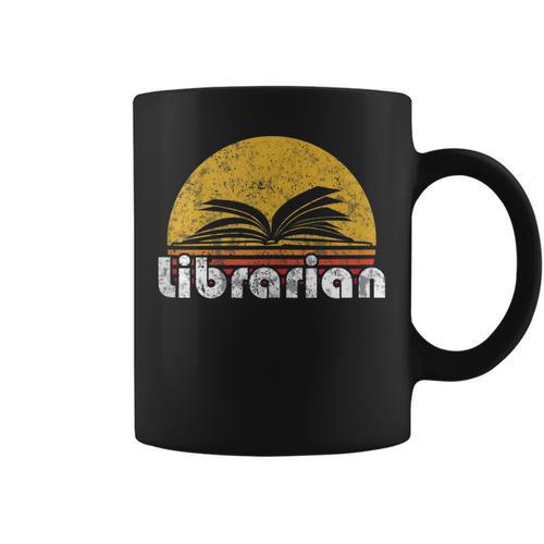 Vintage Reading Book Librarian Retro Sunset Graphic Print Coffee Mug - Bookorys CA