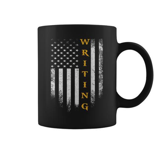 Vintage USA American Flag Writing Book Write Writer Women Kids Men Graphic Print Coffee Mug - Bookorys
