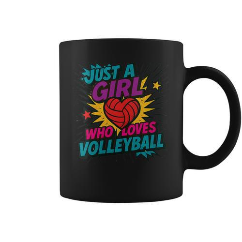 Volleyball Comic Book Art Just a Girl Who Loves Volleyball Graphic Print Coffee Mug - Bookorys UK