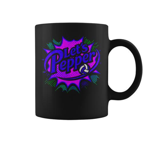 Volleyball Lets Pepper Retro Pop Comic Book Style Player Art Graphic Print Coffee Mug - Bookorys UK