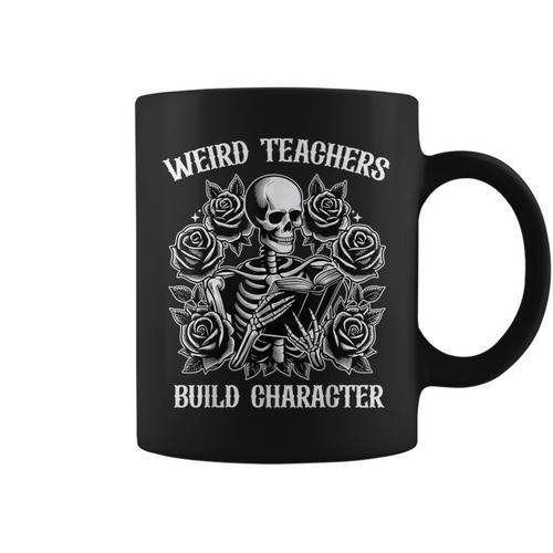 Weird Teachers Build Character Skeleton Reading Book Graphic Print Coffee Mug - Bookorys