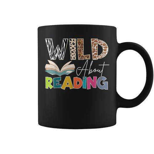 Wild About Reading Reading Books & Bookworm For Book Reader Graphic Print Coffee Mug - Bookorys