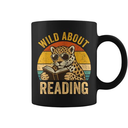 Wild About Reading Cheetah Book Leopard Print Kids Boys Girl Graphic Print Coffee Mug - Bookorys UK