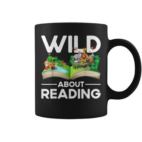 Wild About Reading Lovers Avid Readers Bookworms Book Lovers Graphic Print Coffee Mug - Bookorys