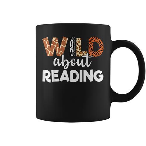 Wild About Reading Teacher Reading Books Back To School Graphic Print Coffee Mug - Bookorys