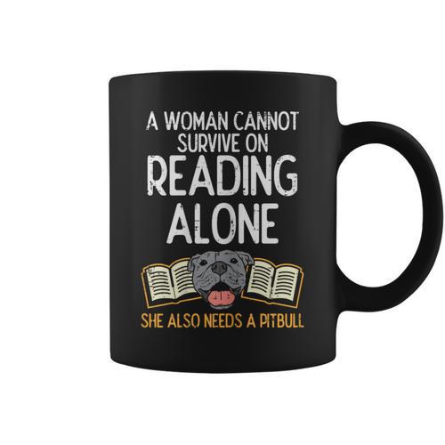 Woman Book Librarian Reading Pitbull Dog Owner Women Graphic Print Coffee Mug - Bookorys DE