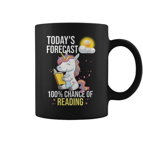 Women's 100 Chance Of Reading Book Lover Unicorn Graphic Print Coffee Mug - Bookorys