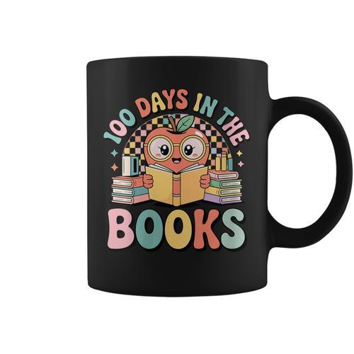 Women's 100 Days In The Books Cute Apple Reading School Graphic Print Coffee Mug - Bookorys UK