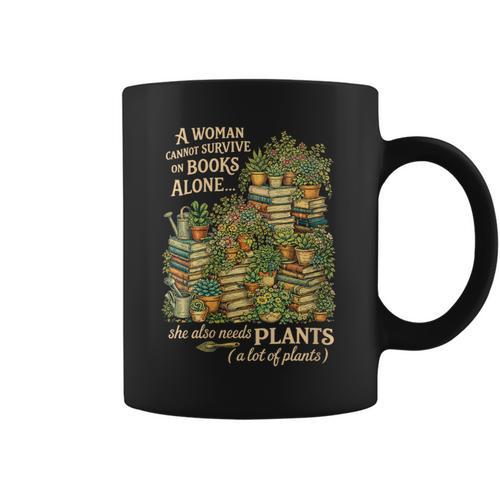Women's Book & Plant Lover Reading Gardening She Also Need Plants Graphic Print Coffee Mug - Bookorys UK
