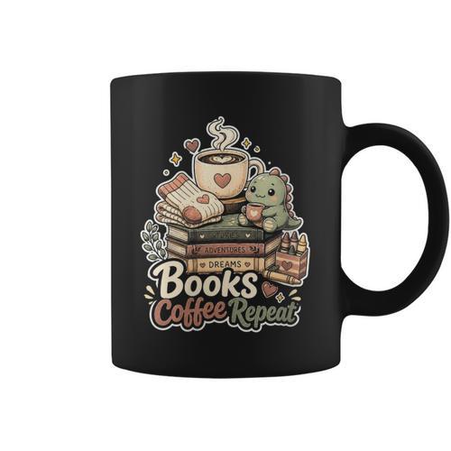 Women's Books Coffee Repeat Cute Reading Lover Graphic Print Coffee Mug - Bookorys