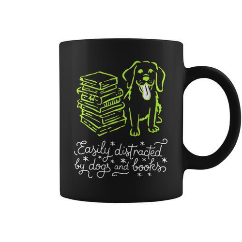 Women's Distracted By Books And Dogs Reader Graphic Graphic Print Coffee Mug - Bookorys