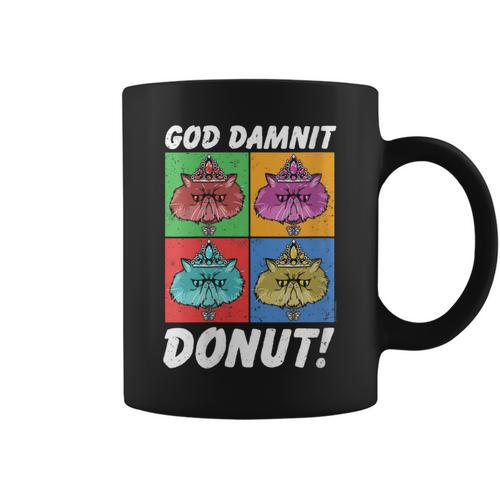 Women's Dungeon Crawler Carl God Damnit Donut Cat Pop Art Book Graphic Print Coffee Mug - Bookorys UK