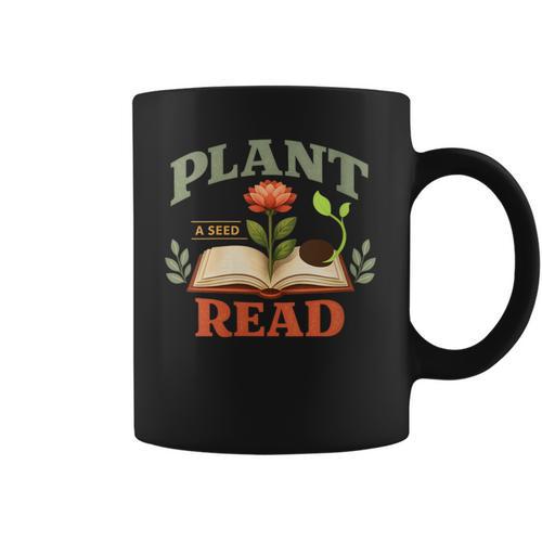 Women's Plant a Seed Read Reader Book Library Mom Dad Summer Graphic Print Coffee Mug - Bookorys AU