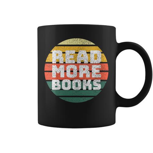 Women's Read More Books Retro Vintage Book Lover Graphic Print Coffee Mug - Bookorys CA