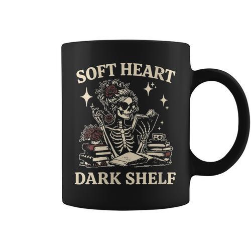 Women's Soft Heart Dark Shelf Dark Romance Book Lover Skeleton Goth Graphic Print Coffee Mug - Bookorys DE