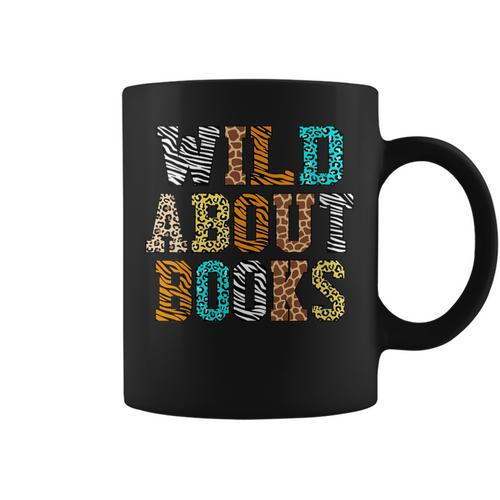 Women's Wild About Books Reading Animal Book Lover Teacher Graphic Print Coffee Mug - Bookorys