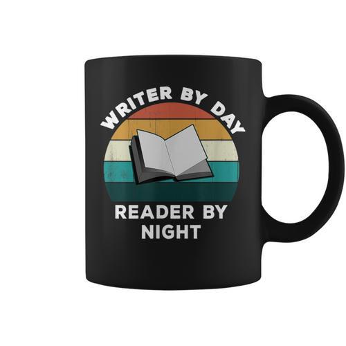 Writer By Day Reader By Night Write Cool Book Lover Graphic Print Coffee Mug - Bookorys DE