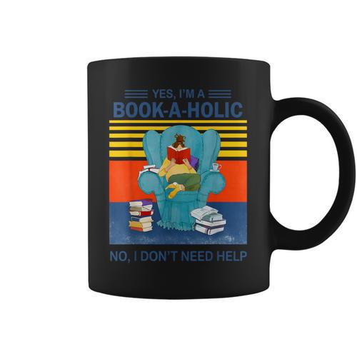 Yes I’m A Book A Holic No I Don’t Need Help Vintage Graphic Print Coffee Mug - Bookorys