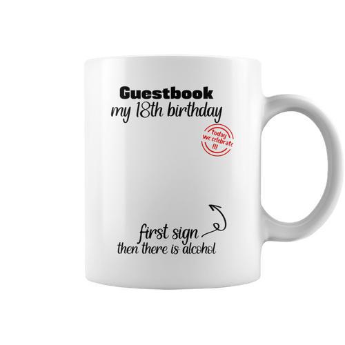 18th Birthday Boy Girl Guest Book Year Old Birthday Graphic Print Coffee Mug - Bookorys