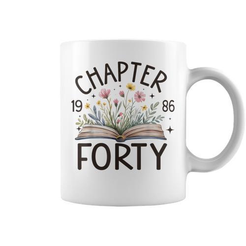 1986 Chapter Forty 40th Birthday Wildflower Book 40 Year Old Graphic Print Coffee Mug - Bookorys