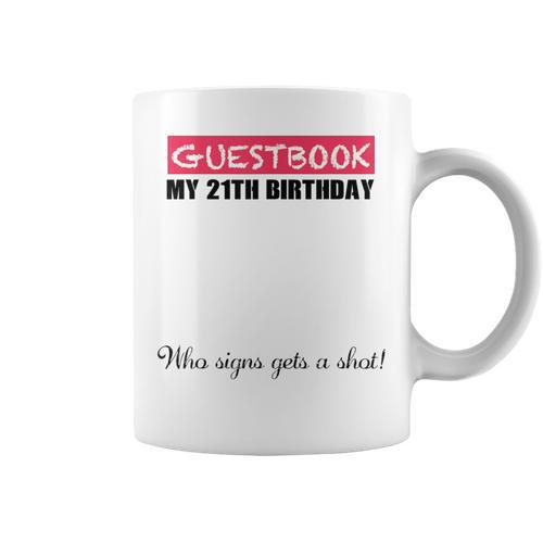 21st Birthday Boy Girl Signing Guest Book Graphic Print Coffee Mug - Bookorys DE
