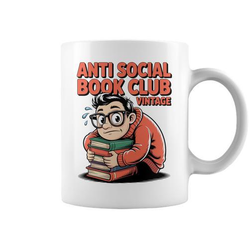 Anti Social Book Club Vintage Retro Reader Art Graphic Print Coffee Mug - Bookorys DE