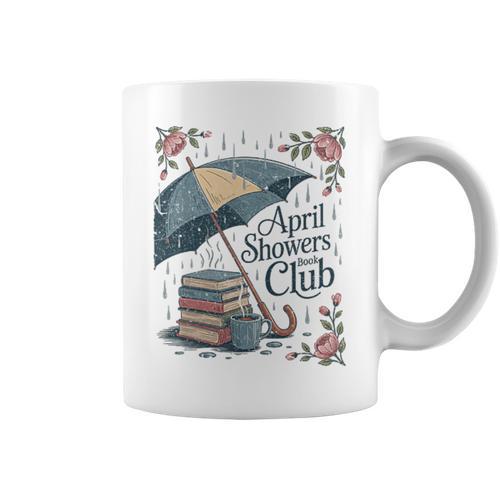April Showers Book Club Spring Peonies Cozy Hygge Reader Graphic Print Coffee Mug - Bookorys DE