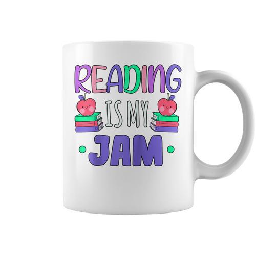 Back To School Book Reader Reading Is My Jam Bookworm Raglan Baseball Tee Graphic Print Coffee Mug - Bookorys DE