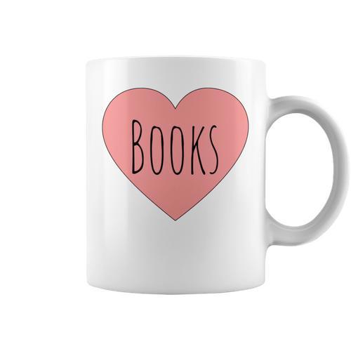 Back To School Heart Love Reading Cute I Love Books Graphic Print Coffee Mug - Bookorys