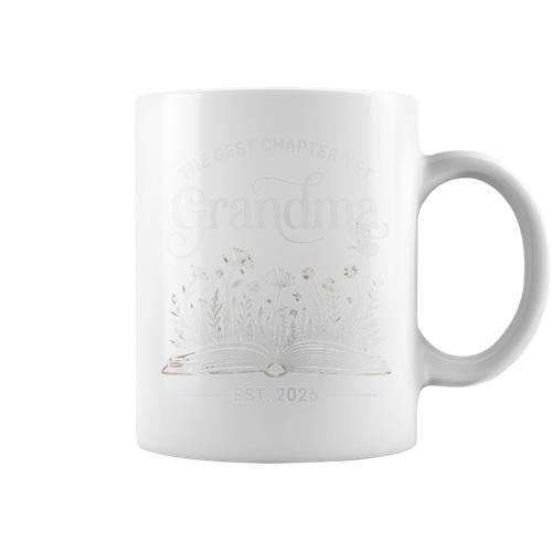The Best Chapter Yet Grandma Est 2026 Book Lover Floral Graphic Print Coffee Mug - Bookorys