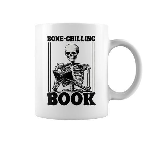 Bone-Chilling Book Book Lover Bookworm Skeleton Book Graphic Print Coffee Mug - Bookorys UK