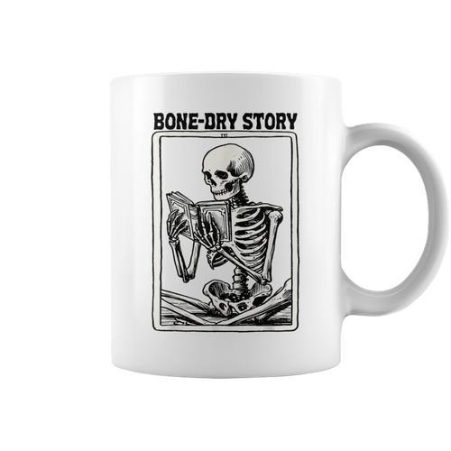 Bone-Dry Story Skeleton Reading Book Lovers Bookworm Book Graphic Print Coffee Mug - Bookorys AU