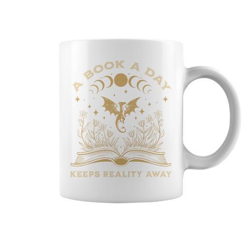 A Book a Day Keeps Reality Away Fantasy Book Lover Premium Tri-Blend Graphic Print Coffee Mug - Bookorys