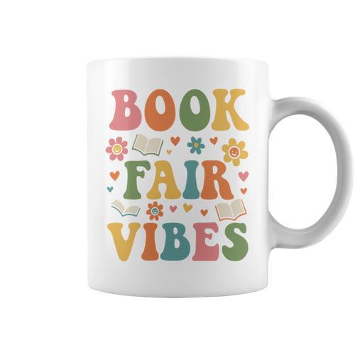 Book Fair Vibes Groovy Retro School Reading Nostalgic Graphic Print Coffee Mug - Bookorys