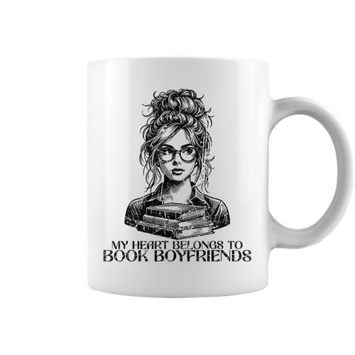 Book Lover Bent Over a Book Graphic Print Coffee Mug - Bookorys