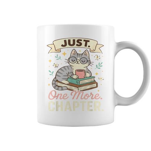 Book Lover Cute Cat Coffee Just 1 More Chapter Cozy Reading Graphic Print Coffee Mug - Bookorys AU