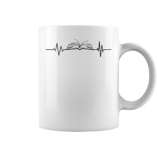 Book Lover Heartbeat Author Writer Writing Graphic Graphic Print Coffee Mug - Bookorys UK