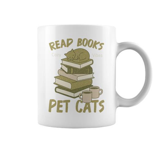 Book Lover Women Read Books Pet Cats Premium Tri-Blend Graphic Print Coffee Mug - Bookorys CA