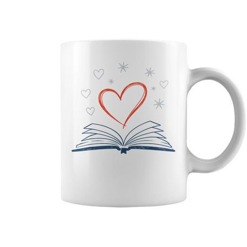Book Reading Love Heart Library Graphic Print Coffee Mug - Bookorys DE