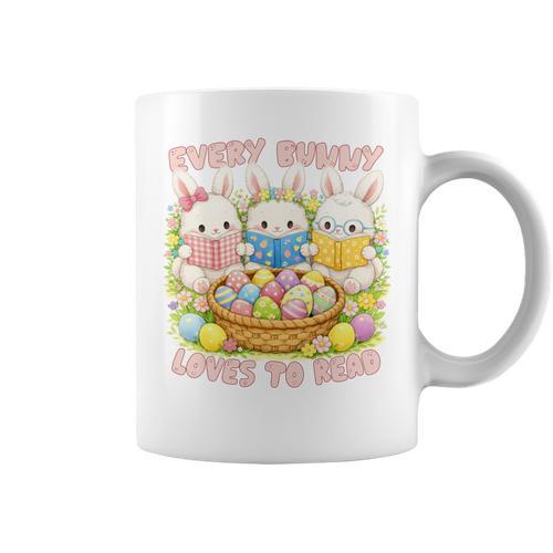 Book Reading Lover Easter Bookish Every Bunny Loves To Read Graphic Print Coffee Mug - Bookorys UK