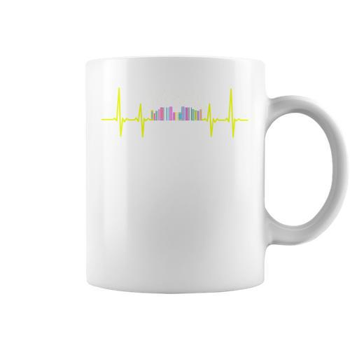 Book Shelf Heartbeat Graphic Print Coffee Mug - Bookorys AU