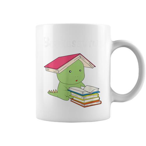 Bookasaurus T-Rex Reading Dinosaur Book Pun T Shirt Graphic Print Coffee Mug - Bookorys UK