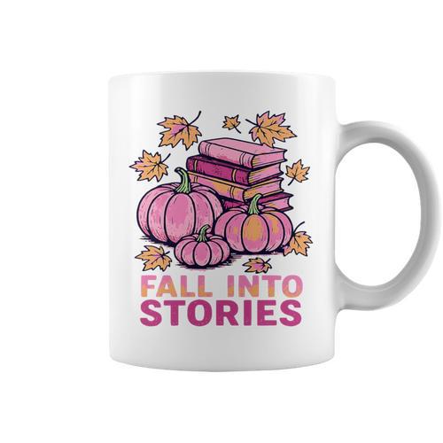 Bookcore Coquette Pinkoween Fall Into Stories Books Premium Tri-Blend Graphic Print Coffee Mug - Bookorys AU