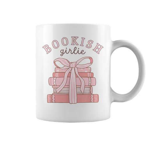 Bookish Girlie Coquette Bow Book Lover Pink Feminine Reader Graphic Print Coffee Mug - Bookorys