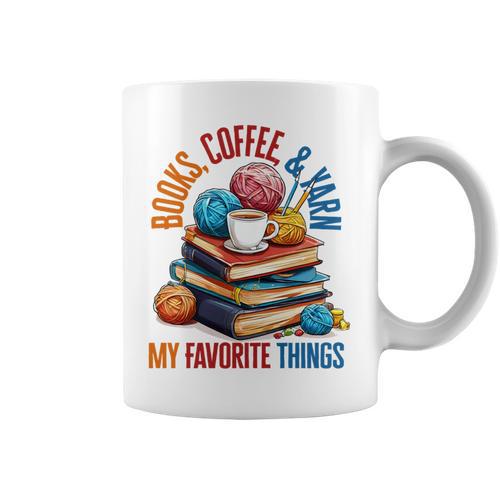 Books Coffee & Yarn Lover My Favorite Things Graphic Print Coffee Mug - Bookorys UK