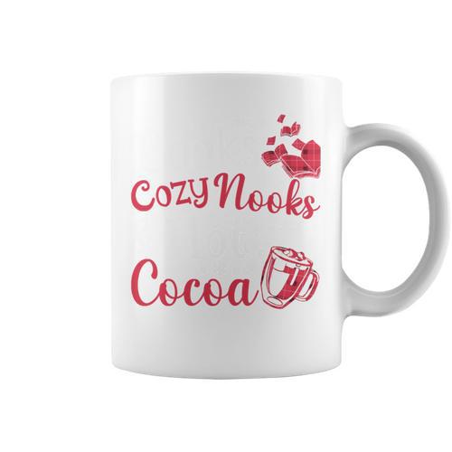 Books Cozy Nooks And Hot Cocoa Cute Fall Booklover Graphic Print Coffee Mug - Bookorys CA